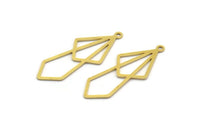 Brass Diamond Charm, 24 Raw Brass Diamond Shaped Charms With 1 Loop, Pendant Findings (36x14x0.60mm) A5646