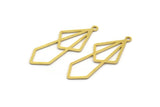 Brass Diamond Charm, 24 Raw Brass Diamond Shaped Charms With 1 Loop, Pendant Findings (36x14x0.60mm) A5646