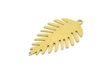 Brass Leaf Charm, 8 Raw Brass Leaf Charms With 1 Loop, Findings (34.5x19x0.60mm) A5681