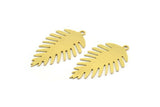 Brass Leaf Charm, 8 Raw Brass Leaf Charms With 1 Loop, Findings (34.5x19x0.60mm) A5681