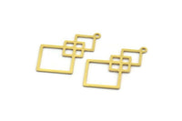 Pirinç Etnik Charm, 1 Döngülü 24 Ham Pirinç Etnik Motifli Charm, Küpe Charm'ları (34x21x0,60 mm) A5641