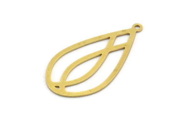 Brass Drop Charm, 12 Raw Brass Drop Charms With 1 Loop, Earrings, Findings (34x17.5x0.60mm) A5636