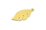 Brass Leaf Charm, 12 Raw Brass Leaf Charms With 1 Loop, Findings (24x12x0.60mm) A5667