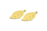 Brass Leaf Charm, 12 Raw Brass Leaf Charms With 1 Loop, Findings (24x12x0.60mm) A5667