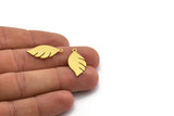 Brass Leaf Charm, 12 Raw Brass Leaf Charms With 1 Loop, Findings (24x12x0.60mm) A5667