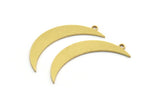 Brass Moon Charm, 10 Raw Brass Crescent Moon Charms With 1 Loop (36x7x0.80mm) A5663