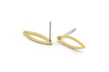 Brass Marquise Earring, 12 Raw Brass Marquise Stud Earrings (5x15x0.80mm) D0038 A6033