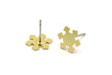 Brass Snowflake Earring, 12 Raw Brass Snowflake Shaped Stud Earrings (10x9x0.60mm) A5985