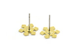 Brass Snowflake Earring, 12 Raw Brass Snowflake Shaped Stud Earrings (10x9x0.60mm) A5985