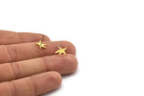 Brass Star Earring, 12 Raw Brass Star Shaped Stud Earrings (10x8x0.80mm) A6111