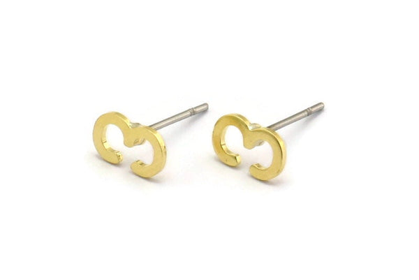 Brass Earring, 12 Raw Brass 3 Shaped Stud Earrings (5x8x0.60mm) A6042