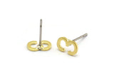 Brass Earring, 12 Raw Brass 3 Shaped Stud Earrings (5x8x0.60mm) A6042