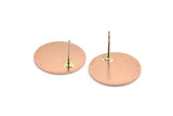 Copper Round Earring, 4 Raw Copper Round Stud Earrings (18x0.80mm) M03027 A5898