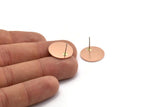 Copper Round Earring, 4 Raw Copper Round Stud Earrings (18x0.80mm) M03027 A5898