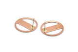 Copper Round Earring, 4 Raw Copper Round Stud Earrings (22x0.80mm) M02951 A5913