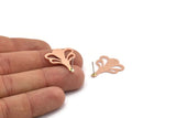 Copper Leaf Earring, 4 Raw Copper Flower Stud Earrings, Earring Findings (25x21x0.80mm) M03287 A5899