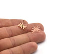 Copper Sun Earring, 8 Raw Copper Sun Stud Earrings (11x15x0.80mm) M02359 A5872