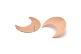 Copper Moon Earring, 2 Raw Copper Crescent Moon Stud Earrings (35x15x0.80mm) M03143 A6080