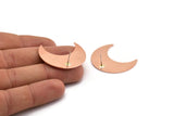 Copper Moon Earring, 2 Raw Copper Crescent Moon Stud Earrings (35x15x0.80mm) M03143 A6080