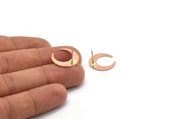 Bakır Ay Küpe, 4 Ham Bakır Hilal Küpe (18x5x1mm) M02207 A6078