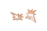 Copper North Star Earring, 4 Raw Copper Pole Star Stud Earrings (27x22x0.80mm) M02788 A5900
