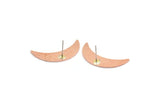 Copper Moon Earring, 4 Raw Copper Crescent Moon Stud Earrings (28x8x0.80mm) M03128 A6075