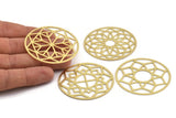 Brass Round Charm, Raw Brass Ethnic Motif Round Charm, Pendant Findings, Hanging Wall Decors, Tree Of Life (50x0.60mm) A5719