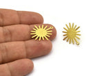 Brass Sun Earring, 12 Textured Raw Brass Sun Stud Earrings With 1 Loop, Findings (24x22x0.40mm) A1897 A5327