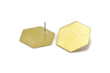 Brass Honeycomb Earring, 4 Raw Brass Hexagon Stud Earrings Without Holes  (30x0.80mm) D0118 A6049