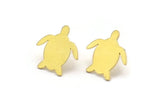 Brass Turtle Earring, 12 Raw Brass Turtle Shaped Stud Earrings (15x15x0.60mm) A6036
