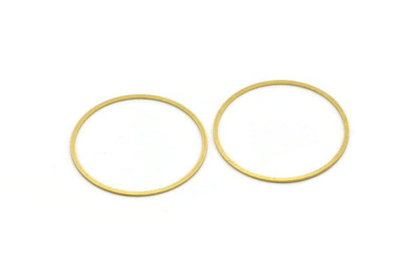 42.5mm Circle Connectors - 12 Raw Brass Circle Connectors (42.5x1.3x0.80mm) A6113