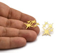 Brass Star Earring, 8 Raw Brass Star Shaped Stud Earrings (17x23x0.60mm) A4019 A6045