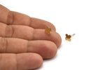 Brass Plus Earring, 12 Raw Brass Plus Shaped Stud Earrings (7x6x0.60mm) A6062