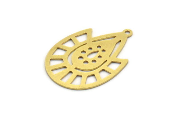 Brass Drop Charm, 6 Raw Brass Drop Charms With 1 Loop, Earrings, Findings (29.5x20.5x0.60mm) A6122