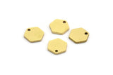 Brass Hexagon Charm, 24 Raw Brass Hexagon Charms With 1 Hole (9x8x1mm) A6142