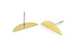 Semi Circle Earring, 10 Raw Brass Half Moon Stud Earrings (5x18x0.60mm) A5164 A6059