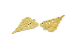 Brass Leaf Charm, 12 Raw Brass Leaf Charms With 1 Loop, Charm Pendants (26x14x0.60mm) A5868