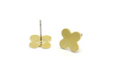 Brass Plus Earring, 8 Raw Brass Plus Shaped Stud Earrings (11x9x0.60mm) A6066
