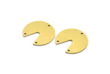Brass Stamping Tag, 8 Raw Brass Round Charms With 3 Holes, Connectors (20x21x0.80mm) A6141