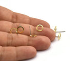 Brass Circle Earring, 12 Raw Brass Circle Stud Earrings (8x0.80mm) A2575 A6052