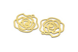 Brass Flower Charm, 6 Raw Brass Rose Shaped Charms With 1 Loop, Findings (29x30x0.60mm) A6128