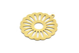 Brass Flower Charm, 6 Raw Brass Flower Shaped Charms With 1 Loop, Findings (29x27x0.60mm) A6126