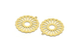 Brass Flower Charm, 6 Raw Brass Flower Shaped Charms With 1 Loop, Findings (29x27x0.60mm) A6126