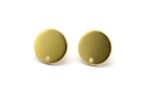 Brass Cabochon Earring, 8 Raw Brass Cabochon Stud Earrings With 1 Hole (12x1.2mm) D1378 A6064