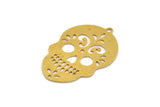 Brass Skull Charm, 4 Raw Brass Skull Head Charms With 1 Loop, Findings (33x22.5x0.60mm) A6124