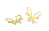 Brass Butterfly Earring, 8 Raw Brass Butterfly Shaped Stud Earrings (22x27x0.80mm) A4936 A6057