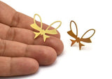 Brass Butterfly Earring, 8 Raw Brass Butterfly Shaped Stud Earrings (22x27x0.80mm) A4936 A6057