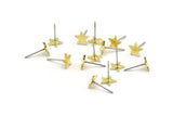 Brass Star Earring, 12 Raw Brass Star Shaped Stud Earrings (8x7x0.80mm) A6089