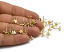 Brass Star Earring, 12 Raw Brass Star Shaped Stud Earrings (8x7x0.80mm) A6089