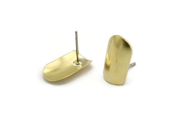Brass Earring, 8 Raw Brass Artificial Nails Shaped Stud Earrings  D0229--Y344 Y097 A6013
